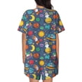 thumbnail image 3 of Qekee Cartoon Space Women's Pajama Set Short Sleeve Sleepwear Summer Home Wear with Pockets Soft Short Sleeve Shirt - Cartoon Space, 3 of 9