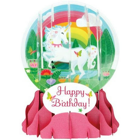 - Up With Paper Unicorn : 5 Inches Snow Globe Pop Up Birthday Card