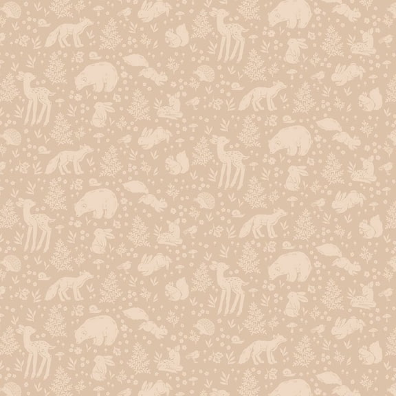 Cotton The Little Forest Flowers Small Forest Woodland Animals Dear Stella Angora Cotton Fabric Print by the Yard (STELLA-DNS2306-ANGORA)