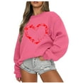thumbnail image 2 of Elvqul Graphic Sweatshirts for Women Valentine's Day Tops Crewneck Hot Pink Sweater Soft Ladies Sweatshirts, 2 of 5