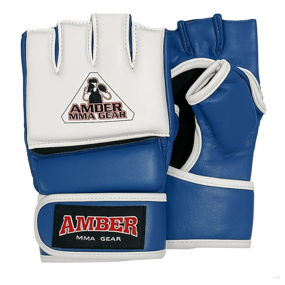 Premium Leather MMA Amateur Competition Gloves: Durable, Stylish Gear for Versatile Usage in Training and Competition, Blue, X-Large