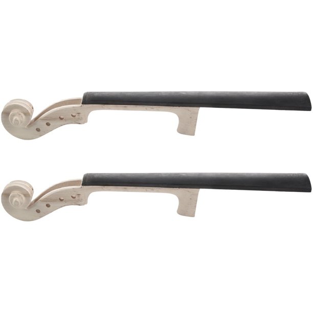2X Mástil de Violín de Arce de Tamaño 4/4 Diapasón de éBano Kit de Bricolaje para Violín con Voluta Tallado A Mano