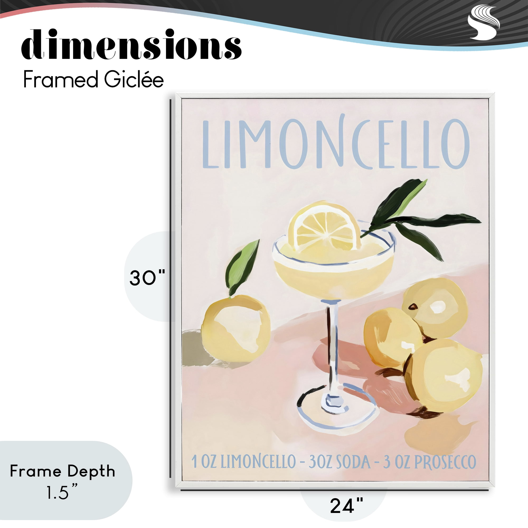 Stupell Industries Limoncello Summer Cocktail White Framed Giclee Art, design by Sisi and Seb