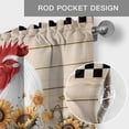 thumbnail image 6 of Sunflowers Rooster Farmhouse Short Window Curtain Valances, Farmhouse Vintage Beige Wooden Plaid Rod Pocket Kitchen Valances for Living Room Bedroom Bathroom Cafe 42" x 18", 6 of 8
