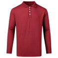 thumbnail image 3 of Trgacdwlo Knit Polo Shirts for Men V Neck Button Long Sleeve Work Shirts for Men Ribbed Stretchy Business Casual Mens Golf Polo Shirts Red S, 3 of 8