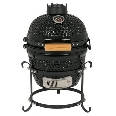 13" Round Ceramic Charcoal Kamado Grill Black