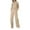 Khaki, variant on Women’s Long Sleeve Zip Up Tracksuit Set with Contrast Piping Relaxed Fit Top and Wide Leg Pants for Casual Wear