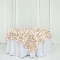 Efavormart 3D Rosette Square Tablecloth Overlay 72"x72"- Beige Square Tablecloth Cover For Wedding Party Event Banquet