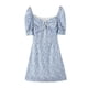 thumbnail image 2 of VISgogo Mini vestido ajustado para mujer, manga corta abullonada, estampado floral, con lazo en la parte delantera, vestido fruncido VISgogo  moda, 2 of 8