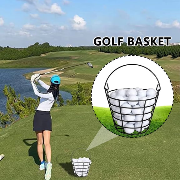 Stainless Metal Golf Basket Golf Ball Container Ball Bucket, Holds 50 Balls.