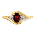 thumbnail image 5 of 14K Yellow Gold Ring Band with Stones (01) January Garnet Oval Red Diamond Round, Size 9, 5 of 5