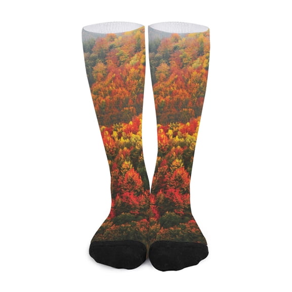 DIQADILA Autumn Mountain Print Long Socks