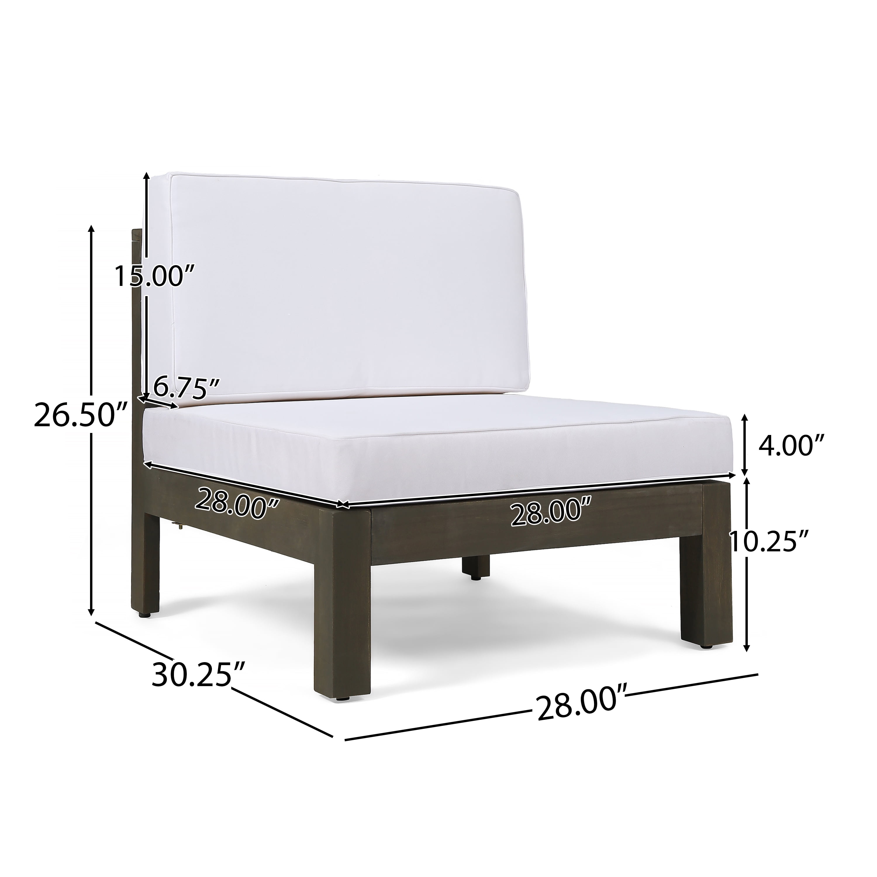 Kobe Outdoor 10 Piece Acacia Wood Sectional Sofa Set with Cushions and Fire Pit, Gray, White, Dark Gray