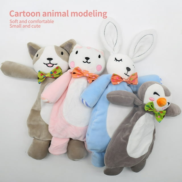 Lubelski Baby Plush Toy Cute Cartoon Animal Dog/Penguin/Rabbit Tie Design Soft Touch Built-in Sound Paper Sleep Companion Gift Newborn Stuffed Comforting Doll Party Favors