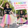 thumbnail image 4 of Sunny Fashion Girls Dress Multicolor Rainbow Unicorn Tulle Princess Party Birthday 8 Years, 4 of 10