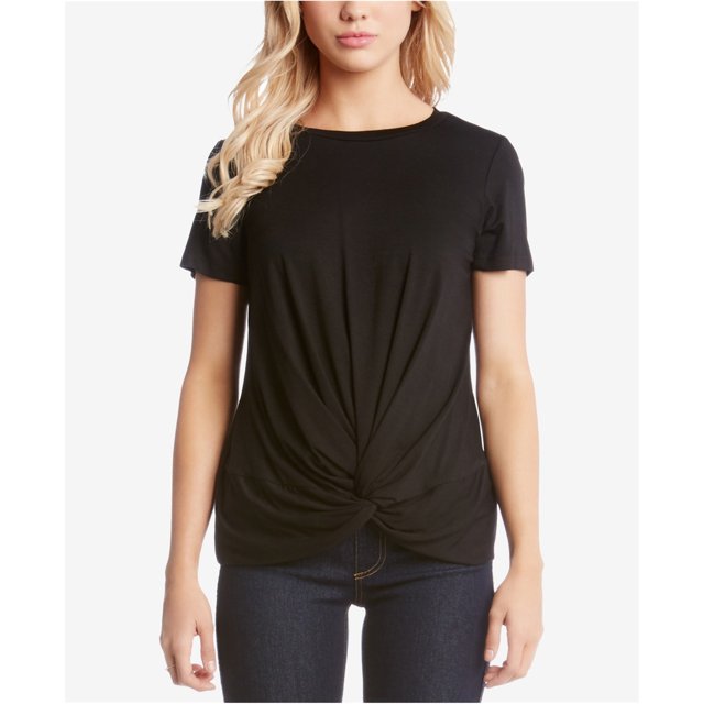 Karen Kane - Blusa para mujer con parte delantera torcida, color negro, pequeña Karen Kane Pull-over