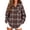 Coffee #24, variant on Women Oversized Plaid Shirt Long Sleeve Button Down Casual Shirts Button Front Chest Patch Pocket Relaxed Fit Blouses