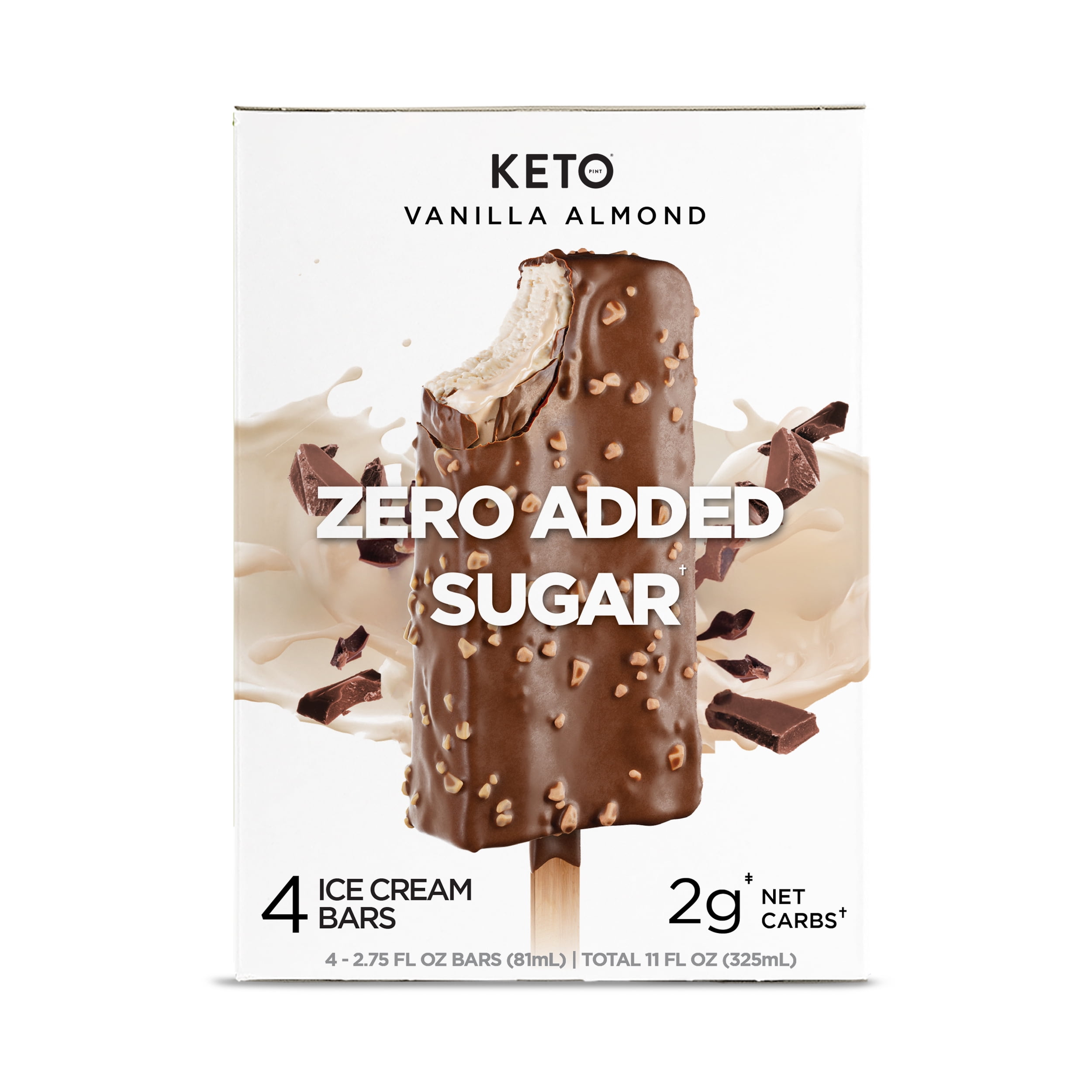 Keto Pint Vanilla Almond Ice Cream Bars, No Added Sugar, 2.75 fl oz, 4 Count