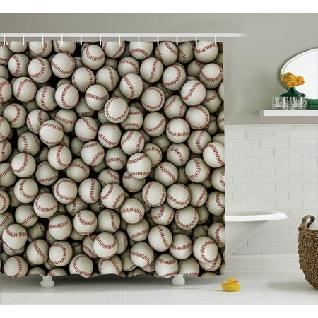 Sports Decor Shower Curtain Set Base Sport Emblem Major League Sports Decor Shower Curtain Set Base Sport Emblem Major League Compeion Softball Field Artwork