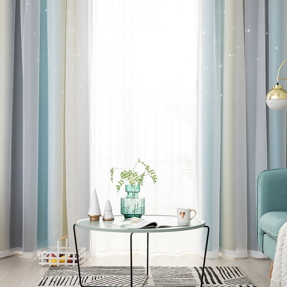 Healifty Double Layer Shading Curtain for Living Room and Bedroom, Easy to Install Window Drapes for Light Control and Privacy