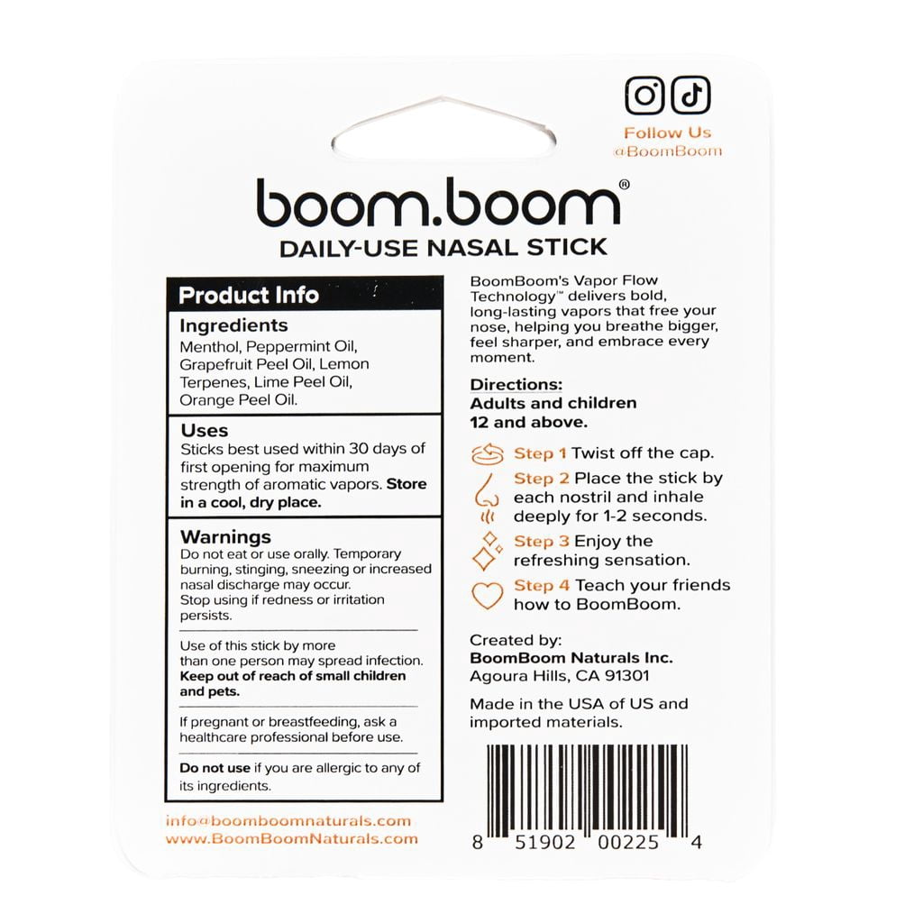 BoomBoom Tropical Nasal Sticks with Vapor Flow Technology, 2 Pack