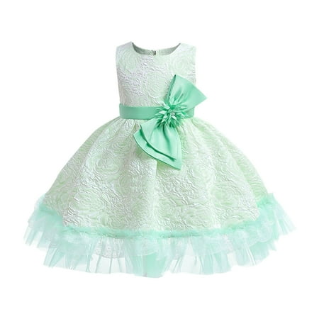 

WUDATI Summer Holiday dress Toddler Kids Girls Sleeveless Floral Mesh Tutu Princess Dress Prom Party Dress O Neck Tulle Bow Mini Dress 3 To 10 Years Performance dress perfectly comfortable