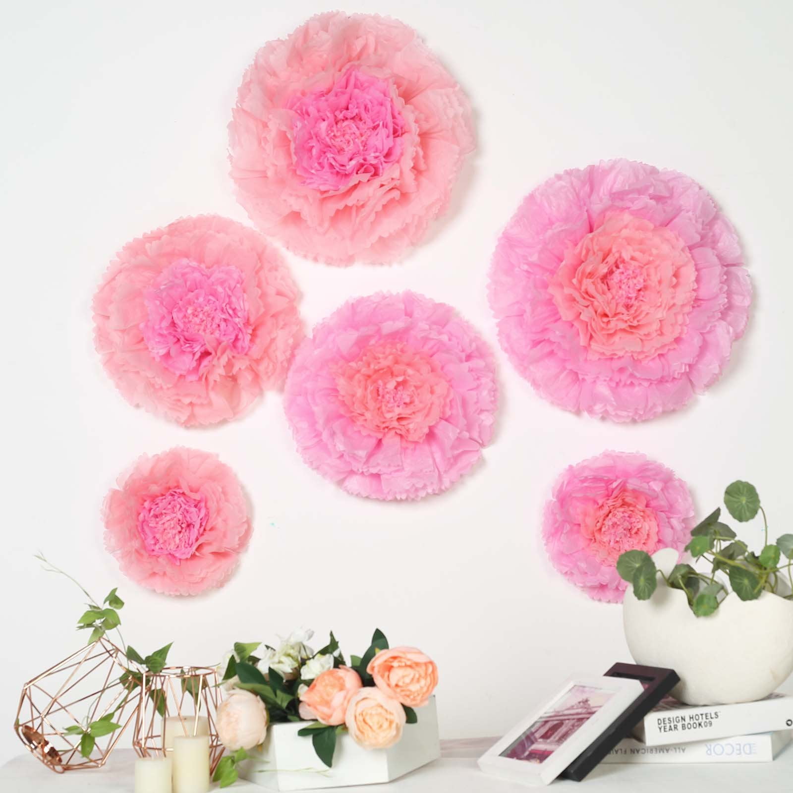 Balsacircle 6 Pcs 12 16 20 Inch Carnations Large Tissue Paper Flowers Wall Backdrop Wedding Accessories Decorations Supplies Sale Walmart Com Walmart Com