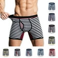 thumbnail image 4 of Lovskoo Men's 2024 Underwear Boxer Briefs Striped Low Waisted Mesh Boxer Underpants Briefs Shorts Large Underwear Sky Blue L, 4 of 4