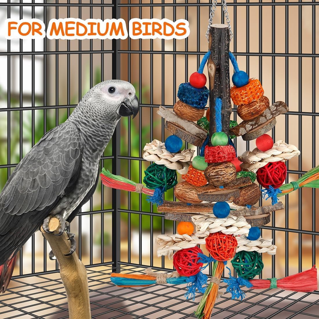 Bird Toys, Parrot Toys Chewing Fun for Parakeets, Cockatiels, Conures, Lovebirds, African Gray Cockatoos and Other Small Medium-Sized Parrot Natural Corn Cob Sturdy Nut