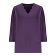 thumbnail image 3 of TAGOLD Womens Sweater Tops,Casual Plus Size Fall Tops Blouse for Womens,Women's Summer Solid Color Quarter Sleeve Temperament V-neck Pullover Top Purple M, 3 of 5