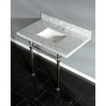thumbnail image 2 of Kingston Brass KVPB3630MBSQ6 Templeton 36" Carrara Marble Vanity Top with Brass Legs (8-Inch, 3-Hole), Carrara Marble White/Polished Nickel, 2 of 7