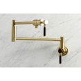 thumbnail image 2 of Kingston Brass KS4107DKL Kaiser Two-Handle 1-Hole Wall Mount Pot Filler Faucet in Brushed Brass, 2 of 8