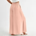 thumbnail image 3 of WIZUTIZ Palazzo Pants for Women Casual Long Thin Stylish Loose Wide Leg Slacks Pants Spandex Elastic High Rise Sweatpants Solid Flowy Drawstring with Pockets Slacks Pants Activewear Travel Beige, 3 of 6
