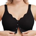 thumbnail image 2 of VISALY Front Closure Jelly Bras for Old Women Wireless Push Up No Underwire Full Coverage Seamless Comfy Front Snap Support T-Shirt Bras Soft Supportive Compression Convenient Bras Black M, 2 of 8
