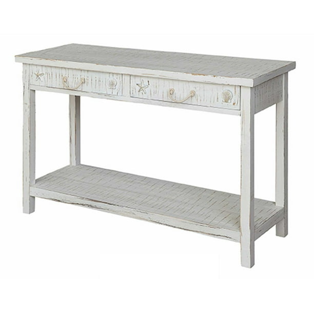 Seaside White Coastal Console Table