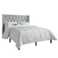 thumbnail image 2 of Castle Place Button Tufted Wingback Velvet Upholstered Bed with 2 Nightstands, Light Grey, Full, 2 of 13