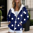 thumbnail image 2 of Zip up Hoodie Women Polka Dot Outfits Oversized Hoodie Going Out Tops Workout Tops Winter Clothes Long Hoodies Jacket for Women Pullover Sweater Hiking Clothes Cozy Womens Clothes, 2 of 4