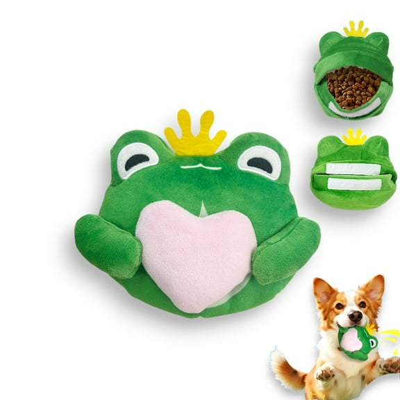 Interactive Green Frog Heart Plush Dog Toy – Treat-Hiding Toy for Small & Medium Dogs, Fun & Engaging, Perfect for Playtime and Mental Stimulation