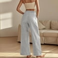 thumbnail image 2 of TINZ Women's Casual Pants High Waisted Loose Fit Long Trousers With Drawstring For Daily Comfortable Spring Summer Pants for Women Work Casual High Waist Elastic Pant Romper for Women Casual, 2 of 7
