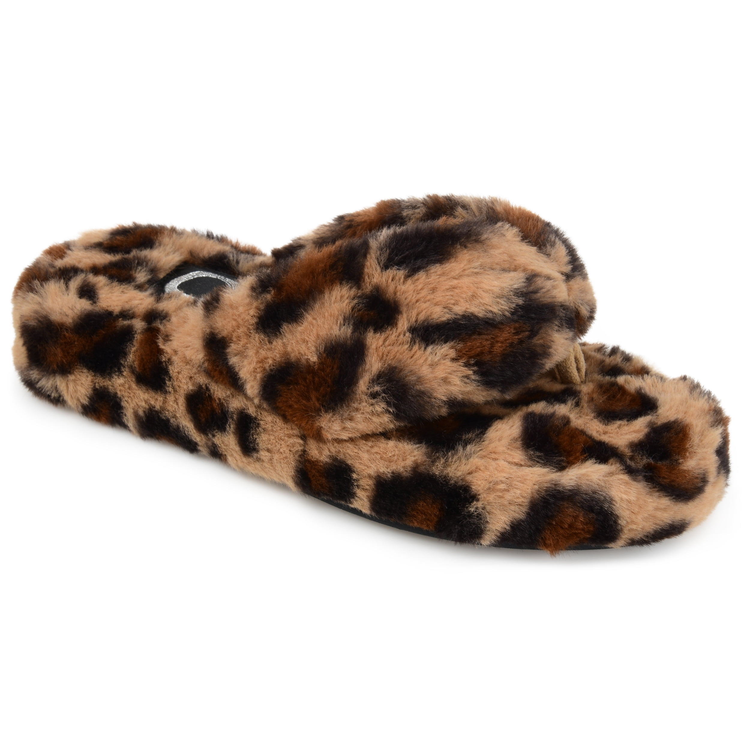 INC Womens Leopard Faux Fur Slippers Small 5-6  Slip On’s New In Box