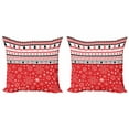 thumbnail image 1 of Ambesonne Christmas Throw Pillow Cover 2 Pack, Geometric Snowflakes, 24", Red White, 1 of 2