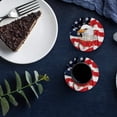 thumbnail image 5 of FMSHPON Gold Bless American USA Flag and Eagle Set of 4 Round Coaster for Drinks, Absorbent Ceramic Stone Coasters Cup Mat with Cork Base for Home Kitchen Room Coffee Table Bar Decor, 5 of 5