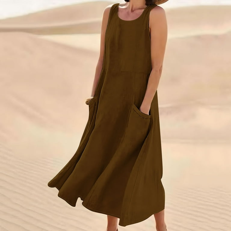 knee length dresses for ladies Lost River Tank Dress Honeysuckle / X-Large