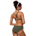 thumbnail image 2 of Top de Bikini CRZ YOGA con Fruncido en el Frente, Escote en V y Tirantes Cruzados, Talle Pequeño, 2 of 5