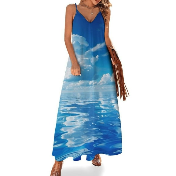 Bright Sunshine Through Deep Blue Sea Design Sleeveless Dress Woman Fashion Long Dresses Women's Summer Suit Dress 2025