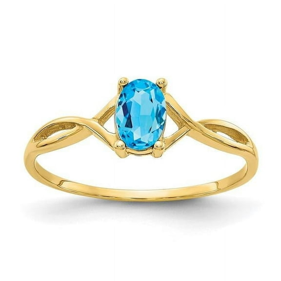Primal Gold 14 Karat Yellow Gold Blue Topaz Birthstone Ring