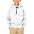 thumbnail image 2 of BLVB Hoodies for Boys Quarter Zip Pullover Teen Fleece Hooded Sweatshirt Fashion Hoodie Kids Fall Winter Clothes(White,14-15 Years), 2 of 9