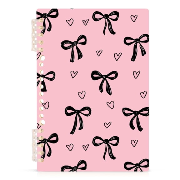 joogoo A5 Spiral Journal Notebook Black Bow Heart College Ruled Notebooks 8.3" x 5.7" 1 PC