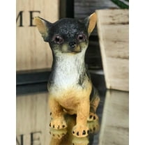 Sitting Lifelike Adorable Deer Head Black And Tan Chihuahua Puppy Dog Figurine