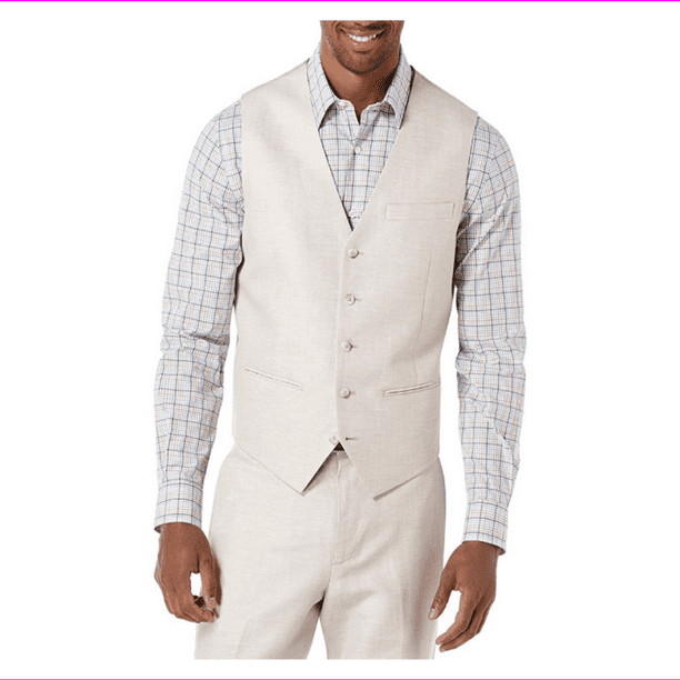 Perry Ellis Big and Tall Suit Vest Men's Tall, Natural Linen Herringbone,  XL - Walmart.com